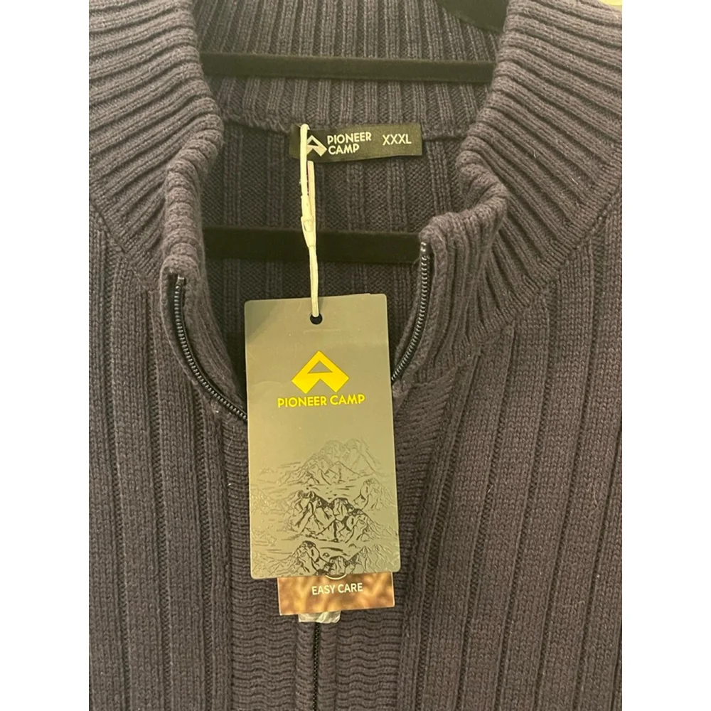 Pioneer Camp Men’s XXXL Ribbed Full Zip Sweater Navy Blue NWT